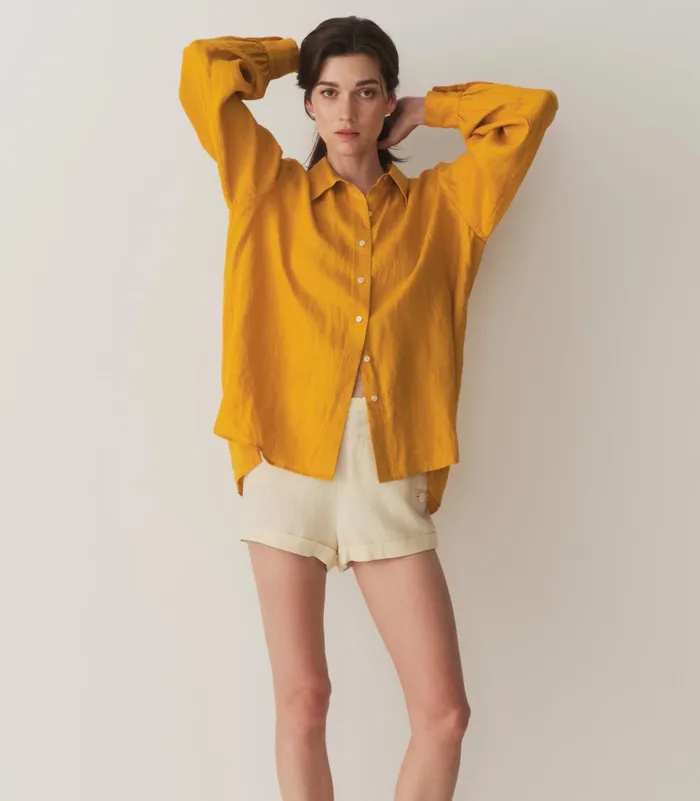DEN Tops Women Hava Linen Top Sunflower DEN Tops Women Hava Linen Top Sunflower