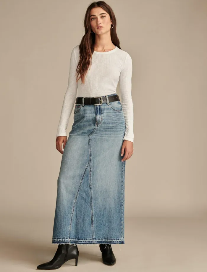 Denim Maxi Skirt Mackie Wash Women Lucky Brand Skirts