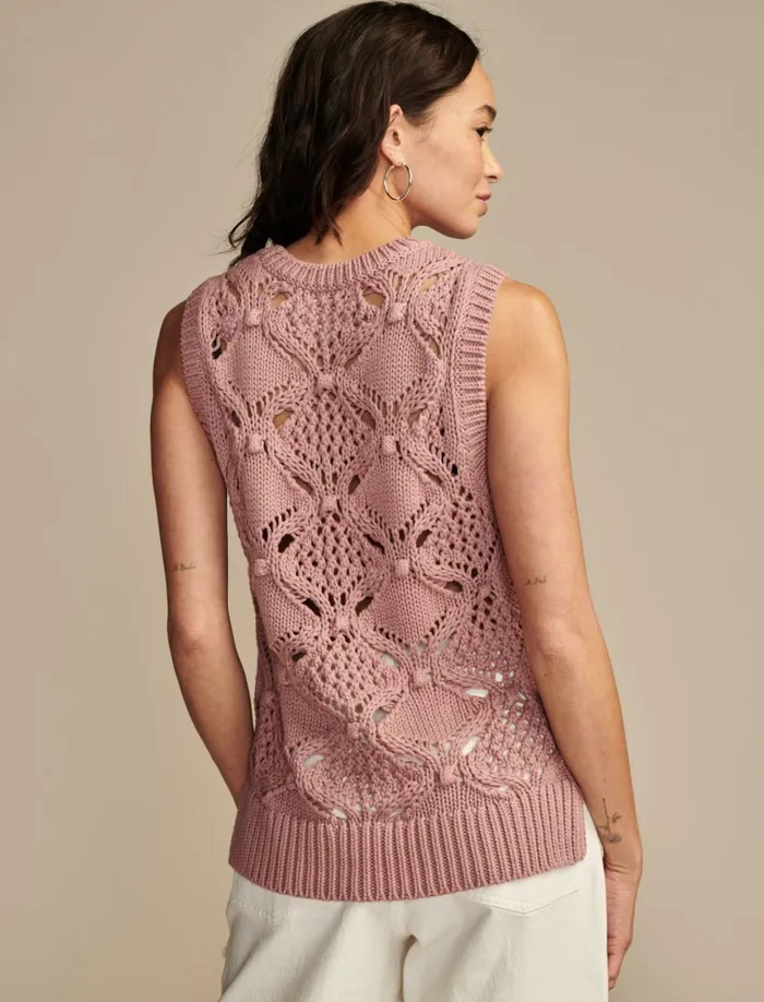 Diamond Crochet Sweater Vest Nostalgia Rose Women Lucky Brand Sweaters and Sweatshirts