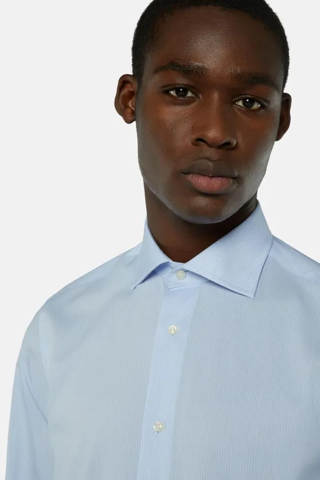 Dress Shirts Men Boggi Milano Slim Fit Sky Blue Striped Cotton And Tencel Shirt Light Blu Dress Shirts Men Boggi Milano Slim Fit Sky Blue Striped Cotton And Tencel Shirt Light Blu