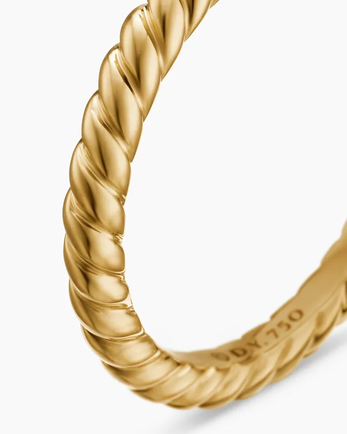 DY Cable Band Ring In 18K Yellow Gold 245mm Women David Yurman Band DY Cable Band Ring In 18K Yellow Gold 245mm Women David Yurman Band
