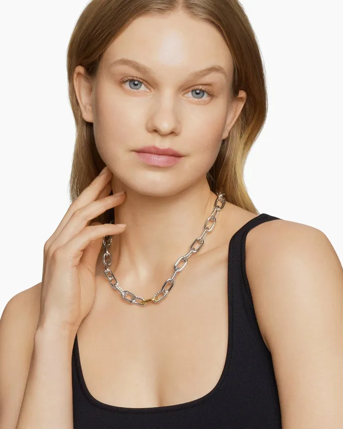 DY Madison Chain Necklace In Sterling Silver With 18K Yellow Gold 11mm Women David Yurman Chain DY Madison Chain Necklace In Sterling Silver With 18K Yellow Gold 11mm Women David Yurman Chain
