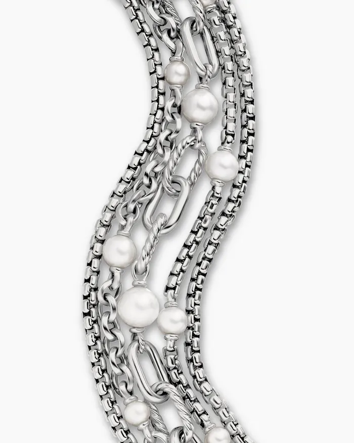DY Madison Pearl Multi Row Chain Bracelet In Sterling Silver With Pearls 257mm Women David Yurman Chain DY Madison Pearl Multi Row Chain Bracelet In Sterling Silver With Pearls 257mm Women David Yurman Chain