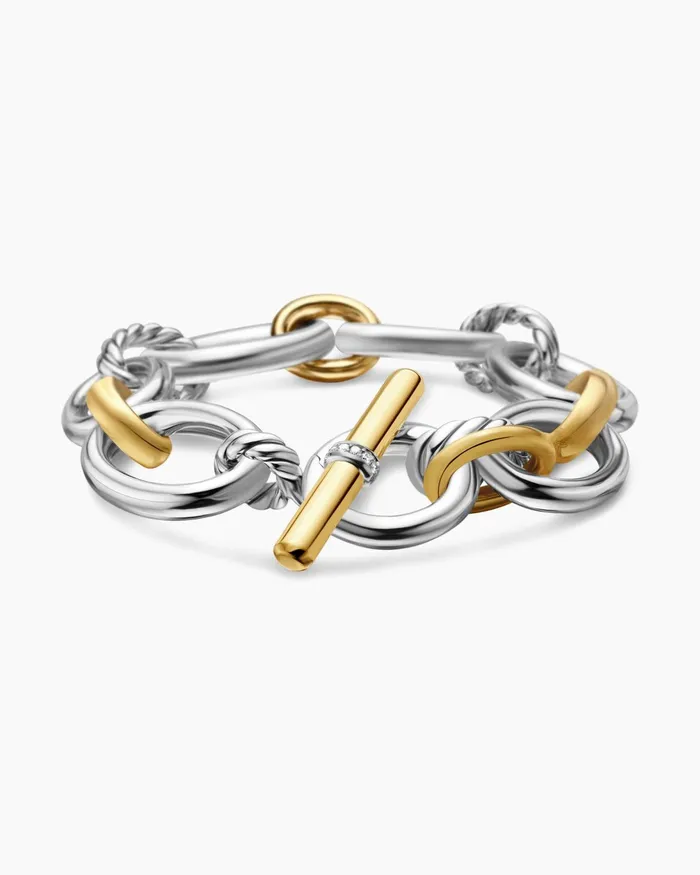 DY Mercer Chain Bracelet In Sterling Silver With 18K Yellow Gold And Diamonds 25mm Women David Yurman Chain DY Mercer Chain Bracelet In Sterling Silver With 18K Yellow Gold And Diamonds 25mm Women David Yurman Chain