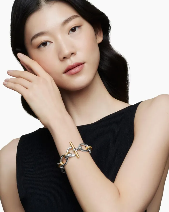 DY Mercer Chain Bracelet In Sterling Silver With 18K Yellow Gold And Diamonds 25mm Women David Yurman Chain DY Mercer Chain Bracelet In Sterling Silver With 18K Yellow Gold And Diamonds 25mm Women David Yurman Chain