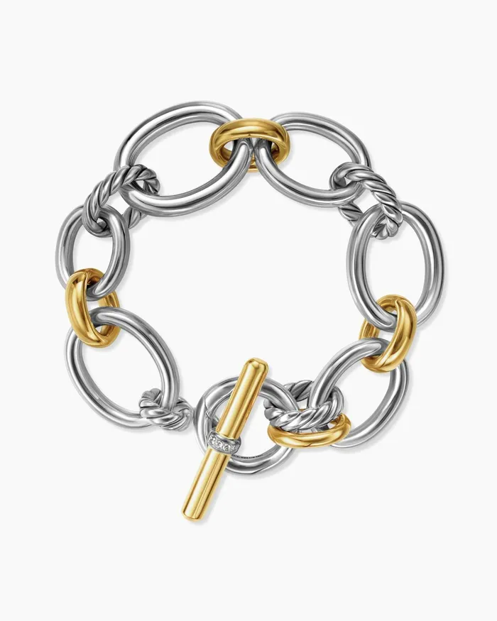 DY Mercer Chain Bracelet In Sterling Silver With 18K Yellow Gold And Diamonds 25mm Women David Yurman Chain DY Mercer Chain Bracelet In Sterling Silver With 18K Yellow Gold And Diamonds 25mm Women David Yurman Chain