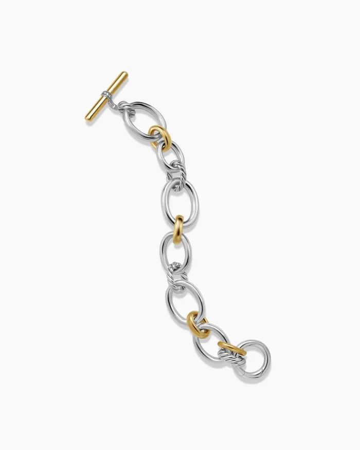 DY Mercer Chain Bracelet In Sterling Silver With 18K Yellow Gold And Diamonds 25mm Women David Yurman Chain DY Mercer Chain Bracelet In Sterling Silver With 18K Yellow Gold And Diamonds 25mm Women David Yurman Chain