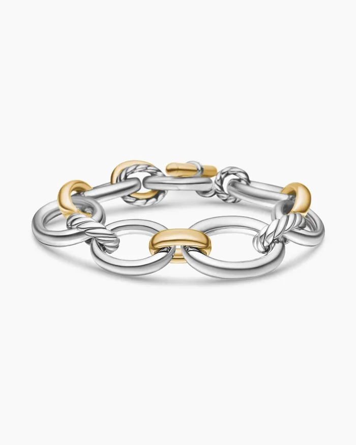 DY Mercer Chain Bracelet In Sterling Silver With 18K Yellow Gold And Diamonds 25mm Women David Yurman Chain DY Mercer Chain Bracelet In Sterling Silver With 18K Yellow Gold And Diamonds 25mm Women David Yurman Chain