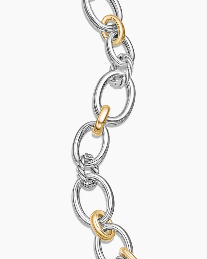 DY Mercer Chain Bracelet In Sterling Silver With 18K Yellow Gold And Diamonds 25mm Women David Yurman Chain DY Mercer Chain Bracelet In Sterling Silver With 18K Yellow Gold And Diamonds 25mm Women David Yurman Chain