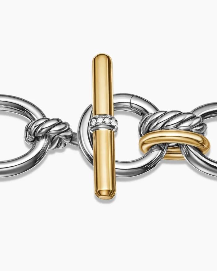 DY Mercer Chain Bracelet In Sterling Silver With 18K Yellow Gold And Diamonds 25mm Women David Yurman Chain DY Mercer Chain Bracelet In Sterling Silver With 18K Yellow Gold And Diamonds 25mm Women David Yurman Chain