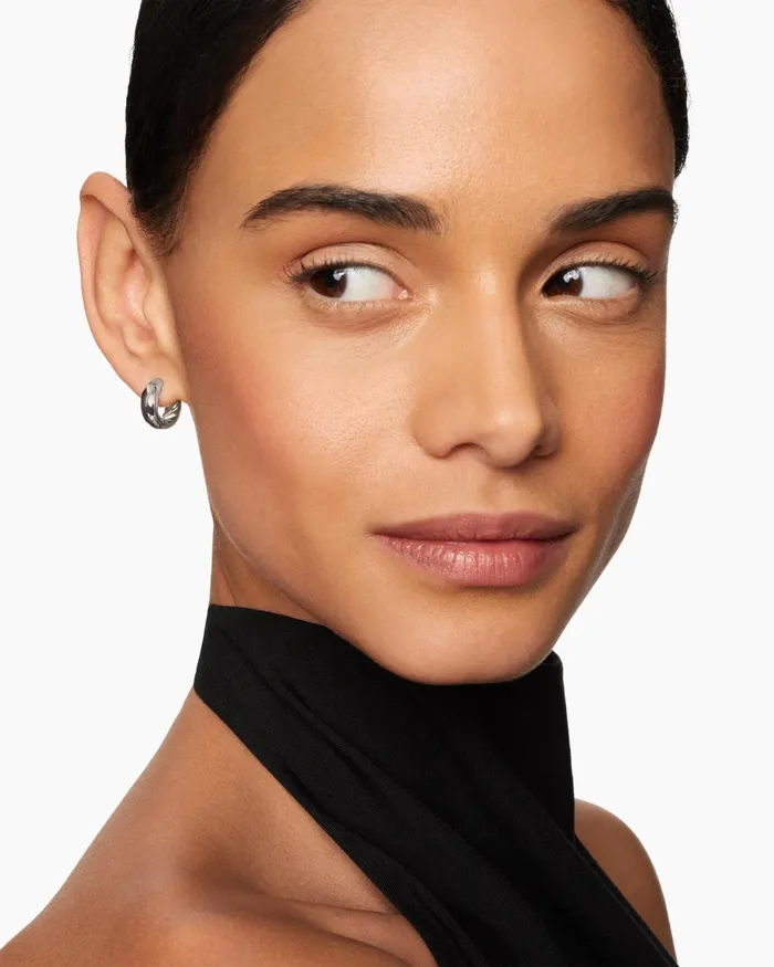 DY Mercer Micro Hoop Earrings In Sterling Silver 134mm Women David Yurman Hoop DY Mercer Micro Hoop Earrings In Sterling Silver 134mm Women David Yurman Hoop