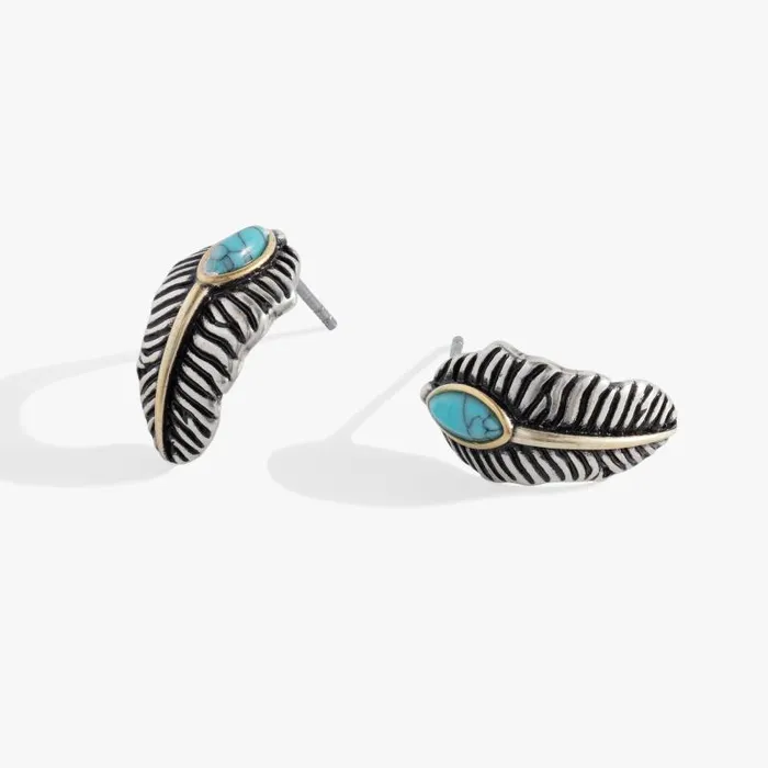 Earrings Women Alex And Ani Turquoise Feather Half Hoop Earrings Two Tone