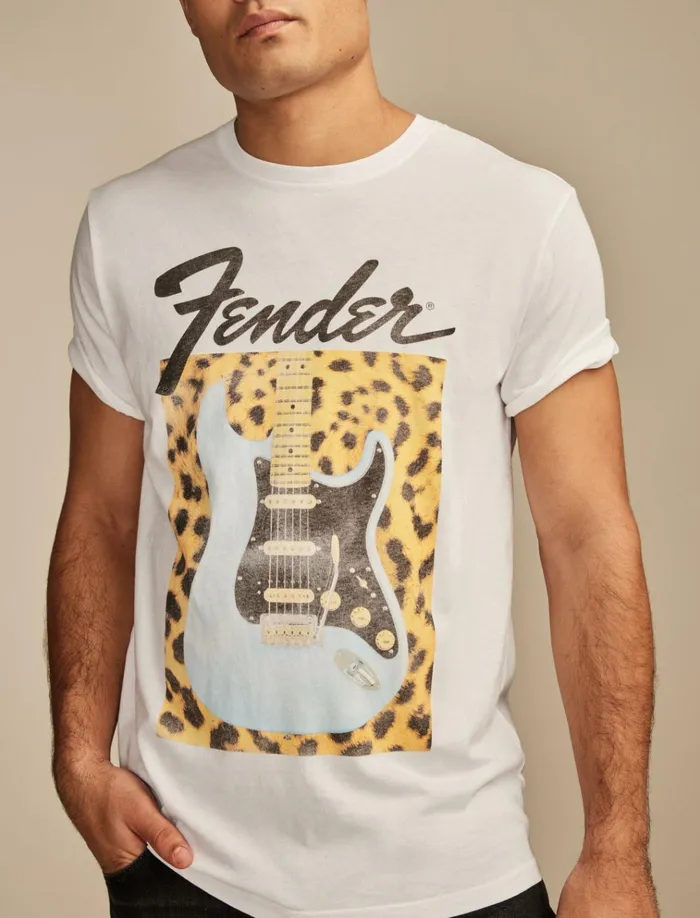Fender Leopard Marshmallow Men Lucky Brand Graphic Tees