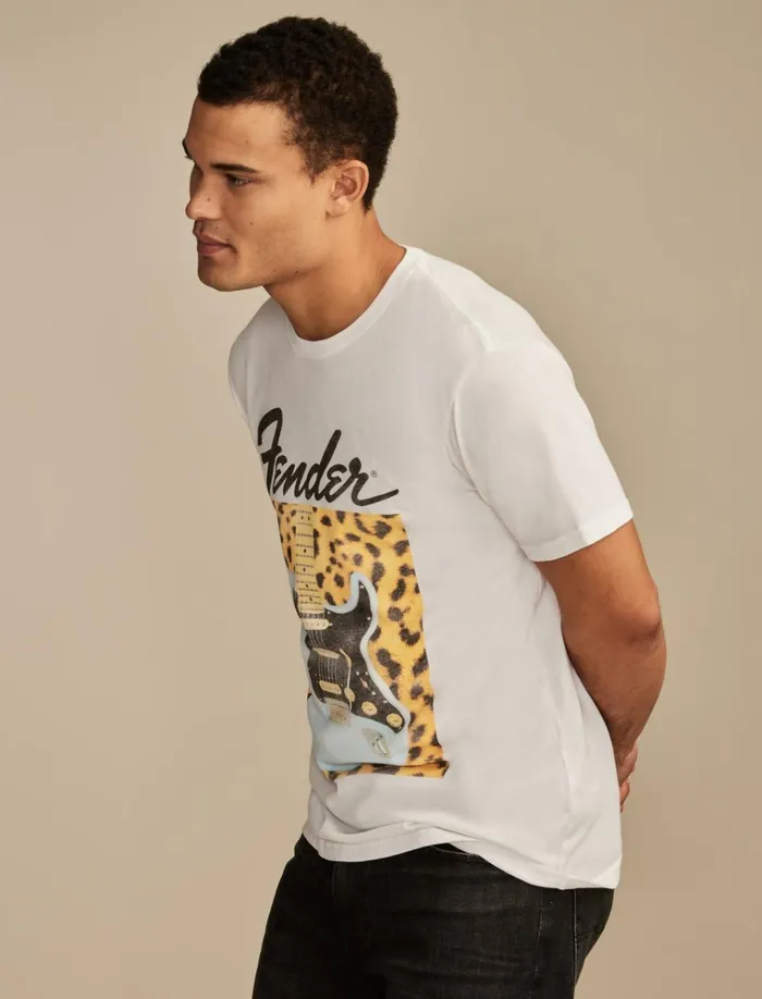 Fender Leopard Marshmallow Men Lucky Brand Graphic Tees