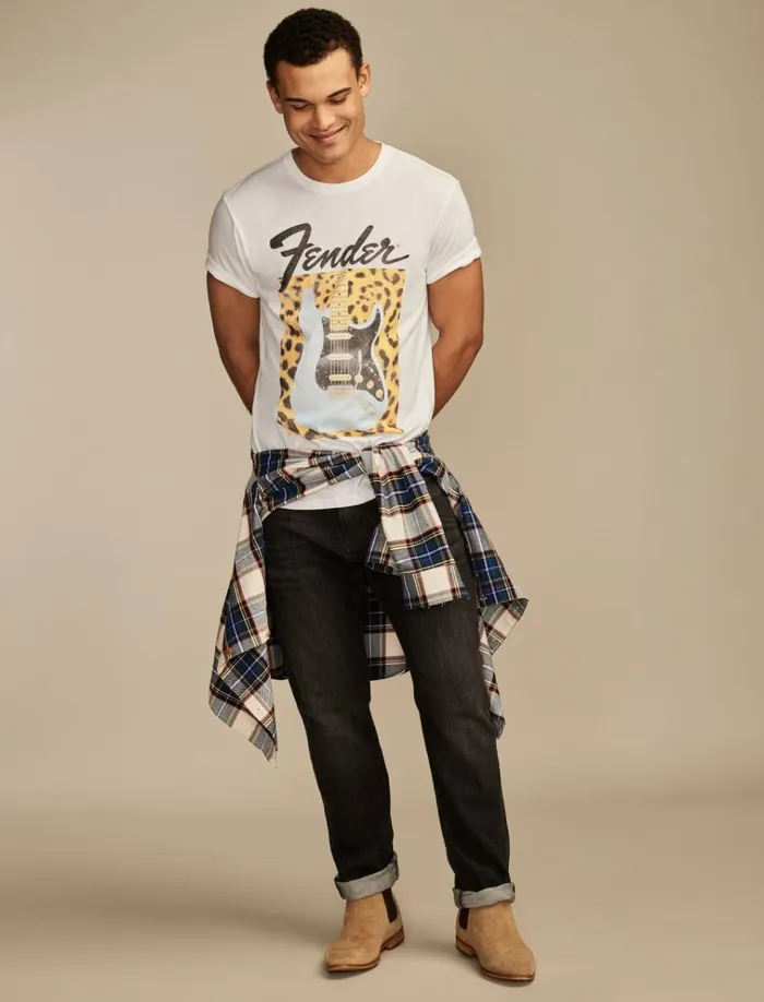 Fender Leopard Marshmallow Men Lucky Brand Graphic Tees