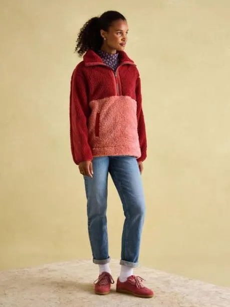 Fleeces and Sweatshirts Women Joules Pink Quarter Zip Fleece