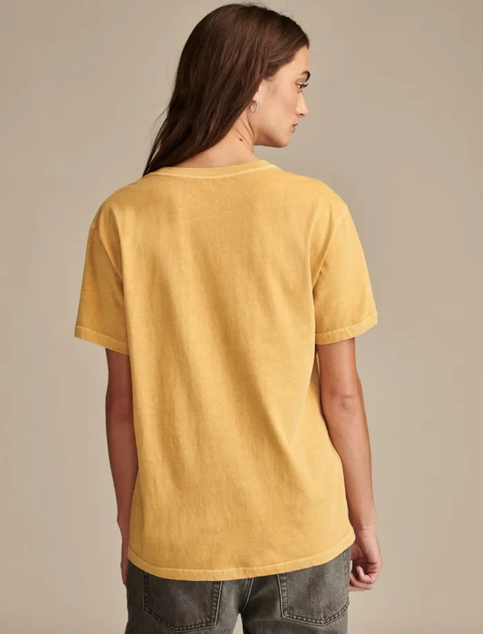 Follow The Sun Joshua Tree Boyfriend Tee Mustard Gold Women Lucky Brand Graphic Tees