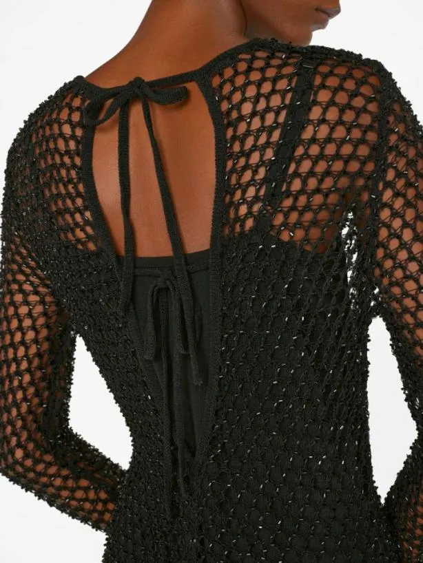 Frame Beaded Crochet Dress In Noir Noir Women Dresses and Jumpsuits
