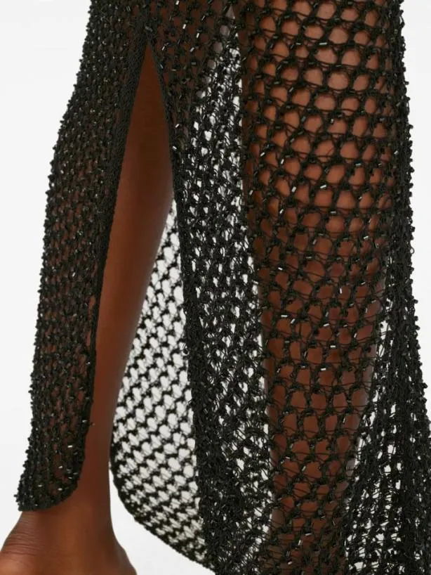 Frame Beaded Crochet Dress In Noir Noir Women Dresses and Jumpsuits