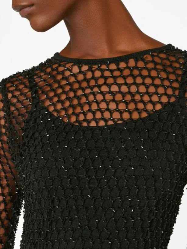 Frame Beaded Crochet Dress In Noir Noir Women Dresses and Jumpsuits
