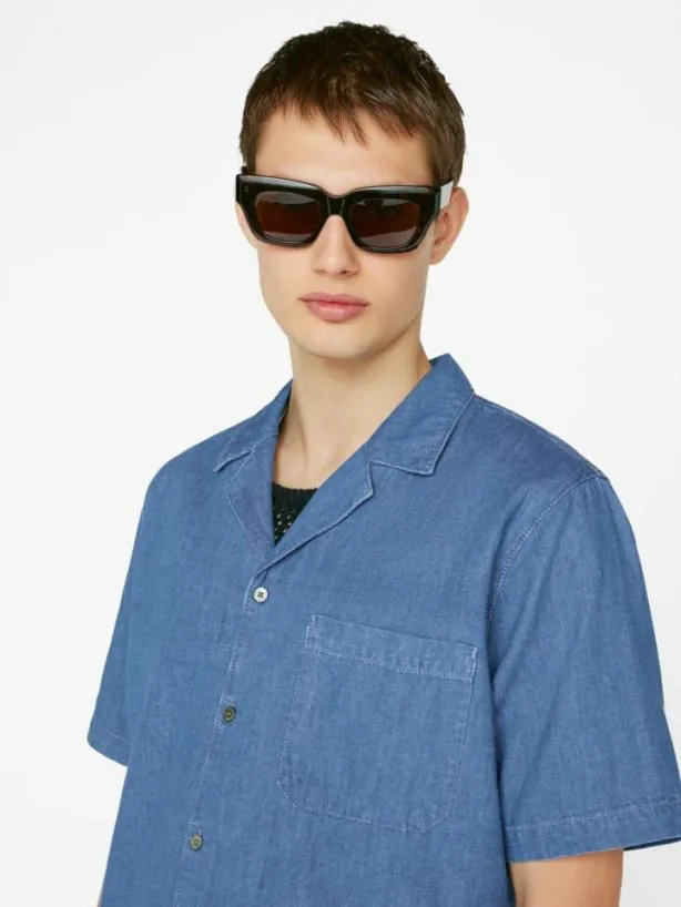 Frame Chambray Camp Collar Shirt In Salt Water Salt Water Men Shirts Frame Chambray Camp Collar Shirt In Salt Water Salt Water Men Shirts