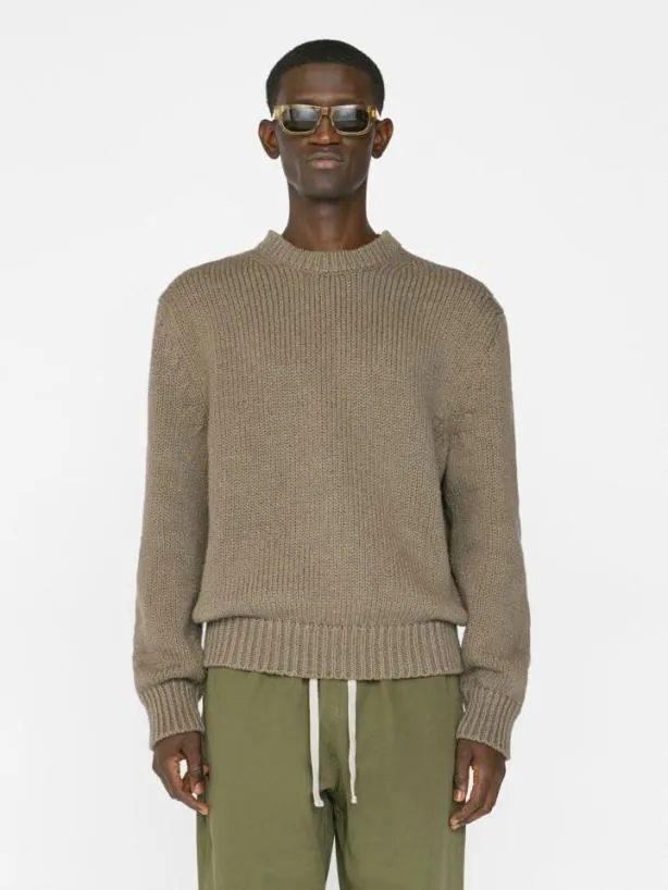 Frame Chunky Cotton Sweater In Taupe Taupe Men Sweaters and Hoodies