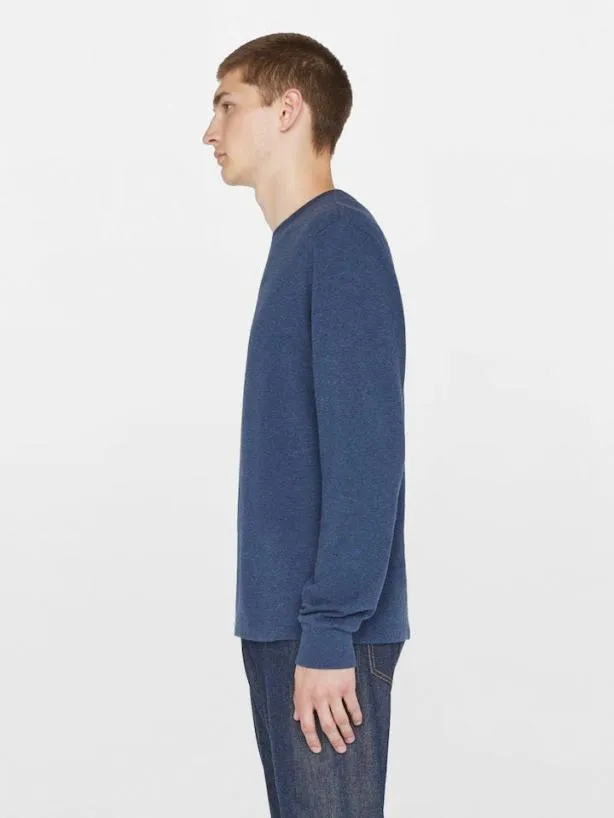 Frame Duo Fold Long Sleeve Crew In Heather Midnight Navy Heather Midnight Navy Men Tees Frame Duo Fold Long Sleeve Crew In Heather Midnight Navy Heather Midnight Navy Men Tees