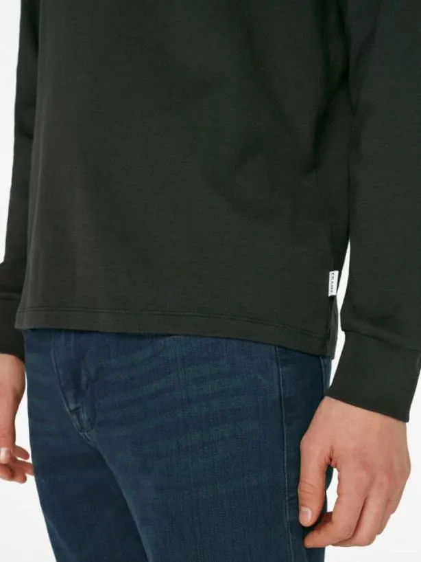 Frame Duo Fold Long Sleeve Crew In Noir Noir Men Tees Frame Duo Fold Long Sleeve Crew In Noir Noir Men Tees