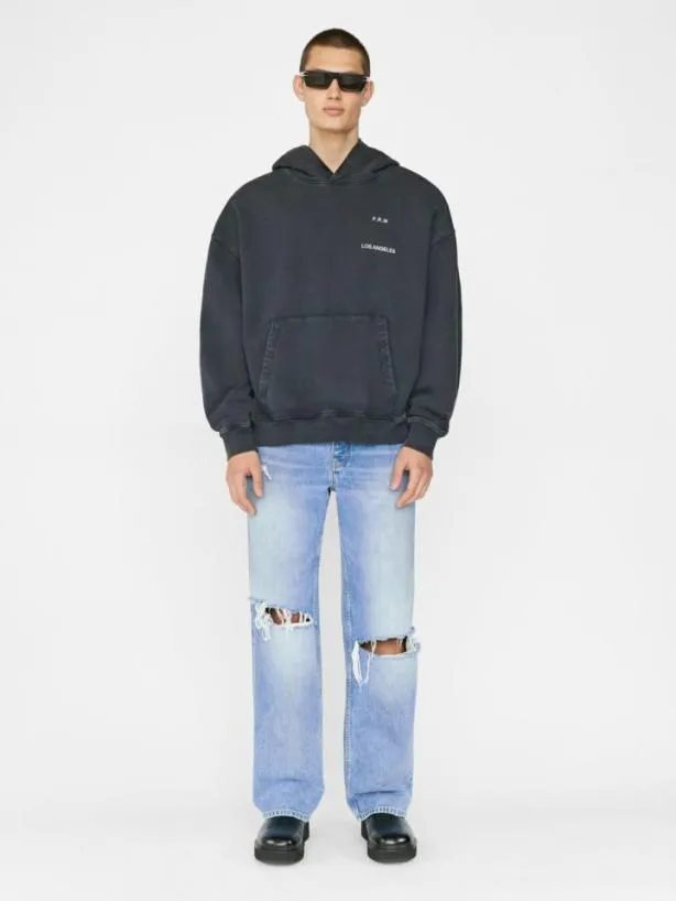 Frame Faded Washed Hoodie In Faded Black Faded Black Men Sweaters and Hoodies