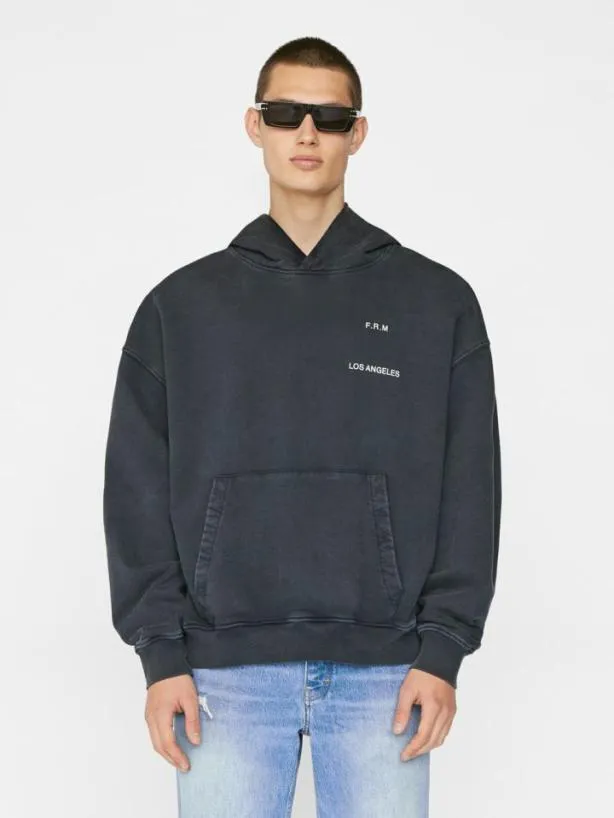 Frame Faded Washed Hoodie In Faded Black Faded Black Men Sweaters and Hoodies