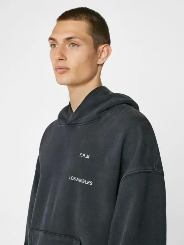Frame Faded Washed Hoodie In Faded Black Faded Black Men Sweaters and Hoodies