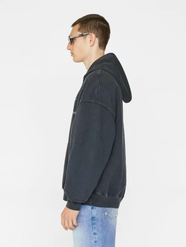 Frame Faded Washed Hoodie In Faded Black Faded Black Men Sweaters and Hoodies