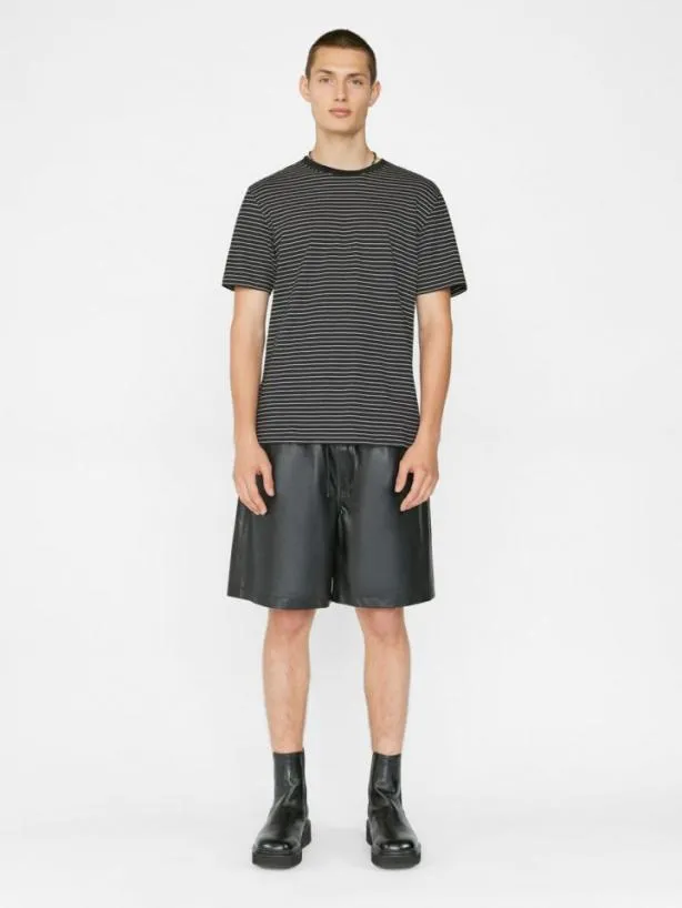 Frame FRAME Logo Skinny Stripe Tee In Noir Off White Noir Off White Men Tees Frame FRAME Logo Skinny Stripe Tee In Noir Off White Noir Off White Men Tees