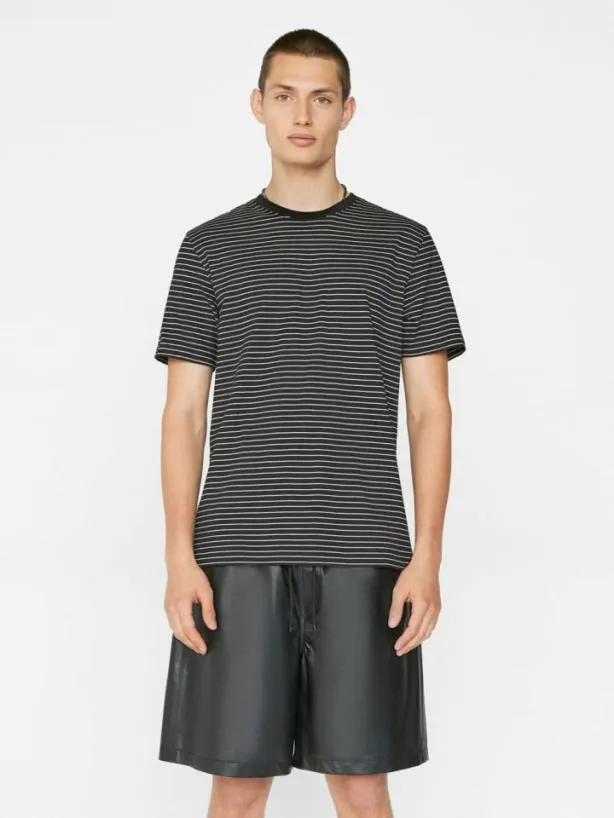 Frame FRAME Logo Skinny Stripe Tee In Noir Off White Noir Off White Men Tees Frame FRAME Logo Skinny Stripe Tee In Noir Off White Noir Off White Men Tees