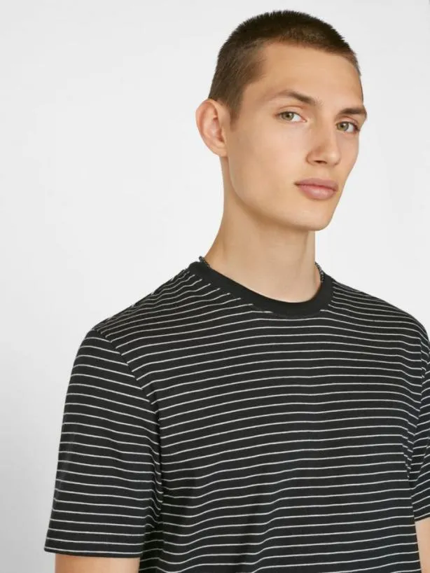 Frame FRAME Logo Skinny Stripe Tee In Noir Off White Noir Off White Men Tees Frame FRAME Logo Skinny Stripe Tee In Noir Off White Noir Off White Men Tees