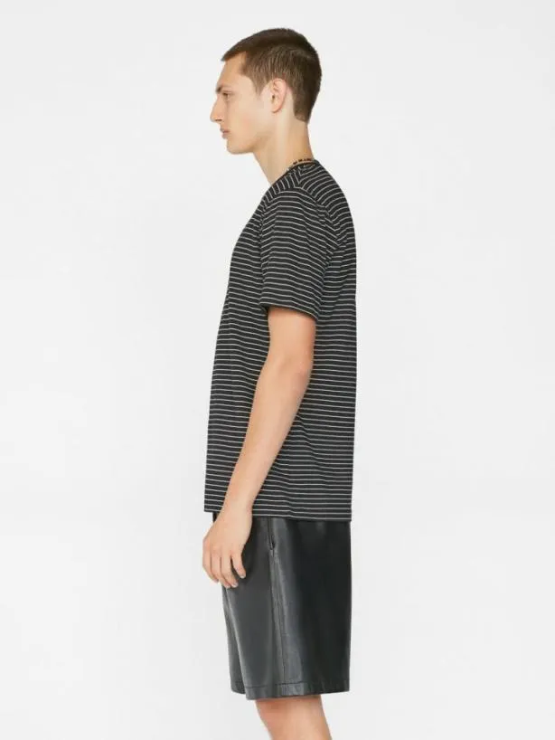 Frame FRAME Logo Skinny Stripe Tee In Noir Off White Noir Off White Men Tees Frame FRAME Logo Skinny Stripe Tee In Noir Off White Noir Off White Men Tees