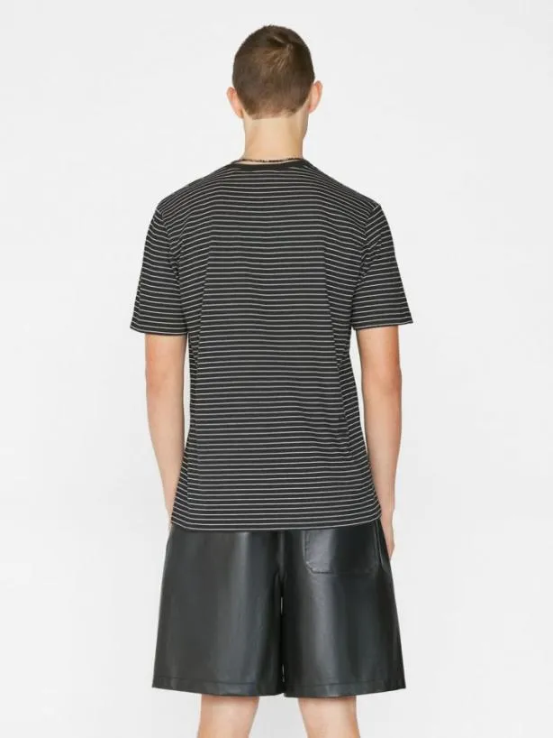 Frame FRAME Logo Skinny Stripe Tee In Noir Off White Noir Off White Men Tees Frame FRAME Logo Skinny Stripe Tee In Noir Off White Noir Off White Men Tees