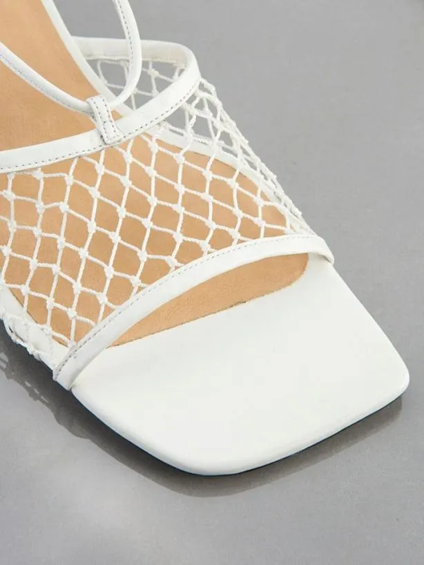 Frame Le Adelaide Crochet Lace Up Heel In Off White Off White Women Accessories
