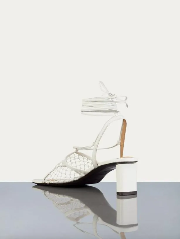 Frame Le Adelaide Crochet Lace Up Heel In Off White Off White Women Accessories