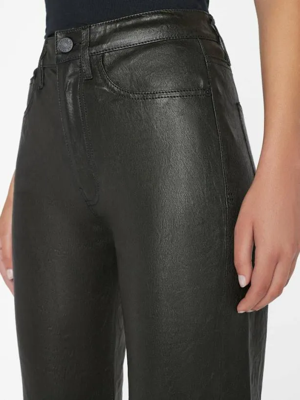 Frame Le Jane Crop Leather In Noir Noir Women Pants