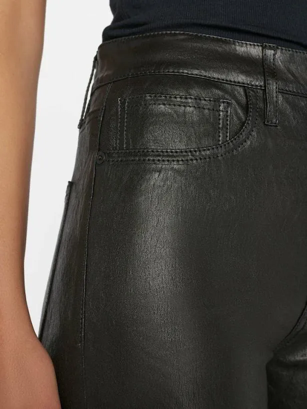 Frame Le Jane Crop Leather In Noir Noir Women Pants
