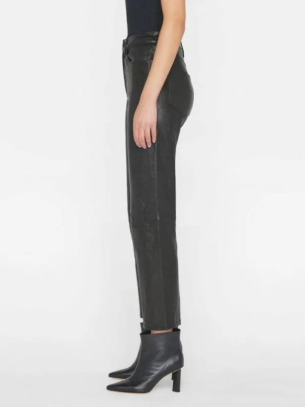 Frame Le Jane Crop Leather In Noir Noir Women Pants