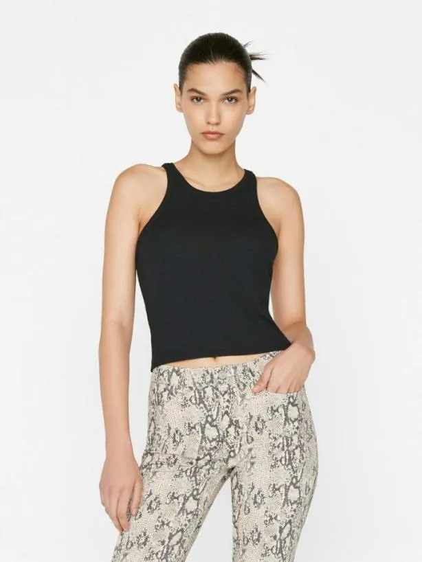 Frame Modal Rib Cami In Noir Noir Women Tanks and Tees