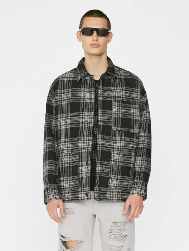 Frame Padded Checked Flannel Overshirt In Noir Noir Men Shirts Frame Padded Checked Flannel Overshirt In Noir Noir Men Shirts