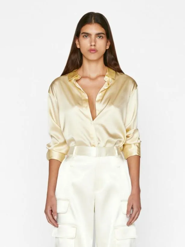 Frame The Standard Shirt In Butter Butter Women Tops and Blouses