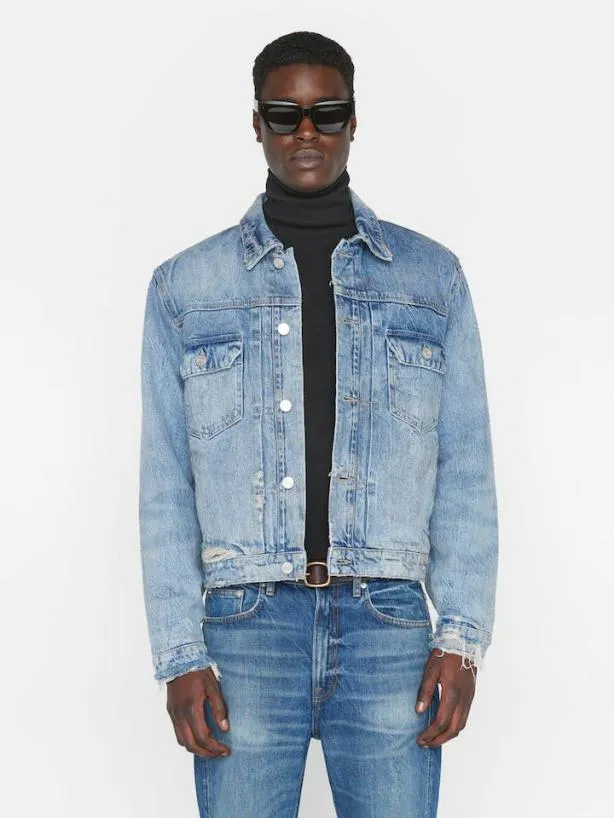Frame Vintage Lined Jacket In Mar Azul Destruct Mar Azul Destruct Men Jackets and Coats Frame Vintage Lined Jacket In Mar Azul Destruct Mar Azul Destruct Men Jackets and Coats
