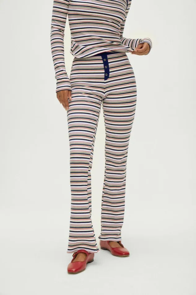 Frankies Bikinis Blair Striped Cotton Pants Love Stripe Women Matching Sets