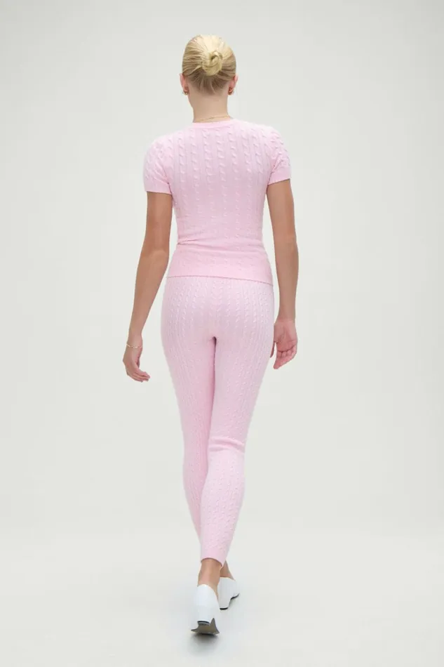 Frankies Bikinis Bodin High Waisted Leggings Cozy Pink Women Cloud Knits