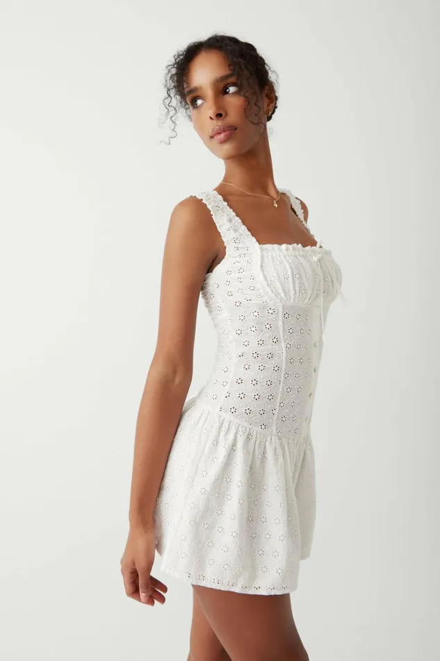 Frankies Bikinis Christa Eyelet Mini Dress Angel039s Wing Women Dresses