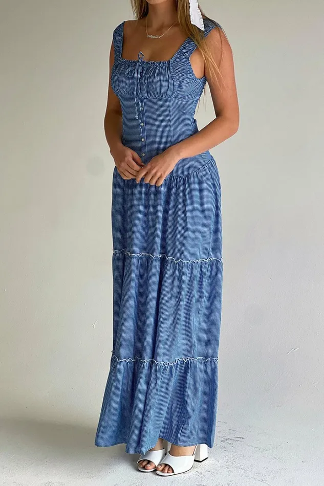 Frankies Bikinis Christabelle Ruffle Maxi Dress Sailor Gingham Women Dresses